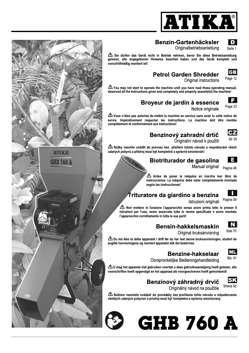 Image de la première page du manuel de l'appareil GHB 760 A