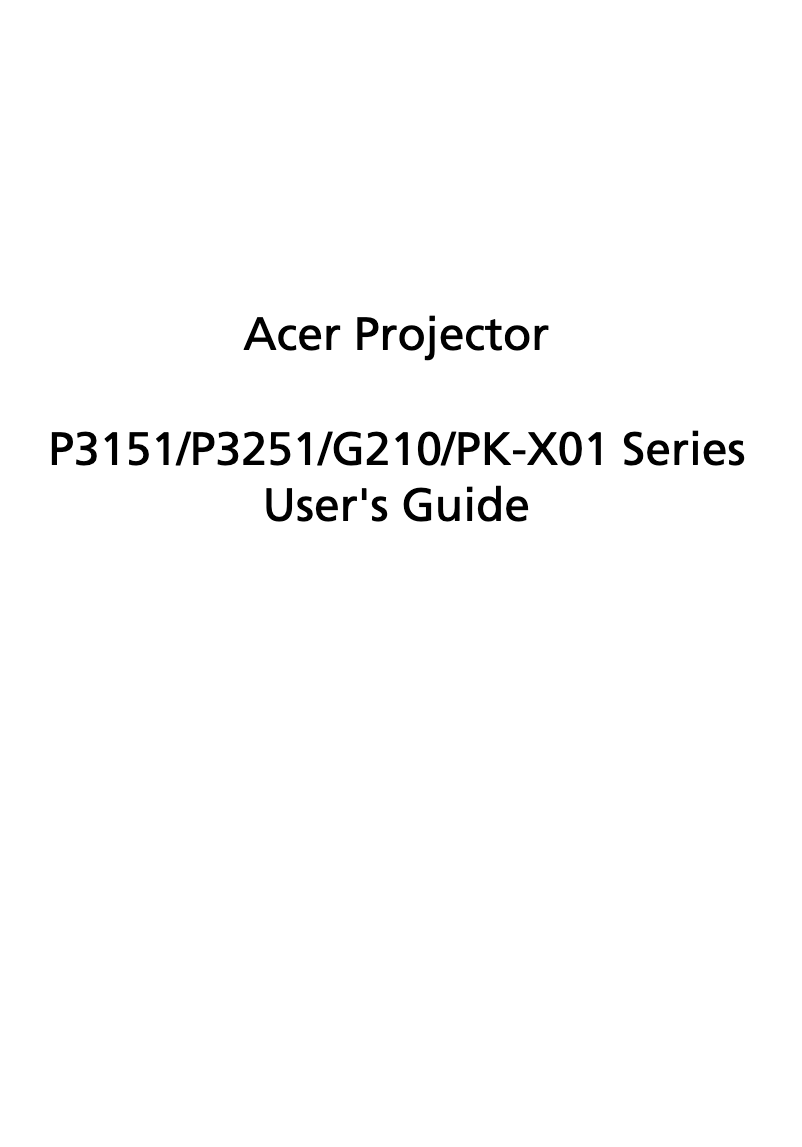 Página 1 del manual Manual de usuario Acer P3251