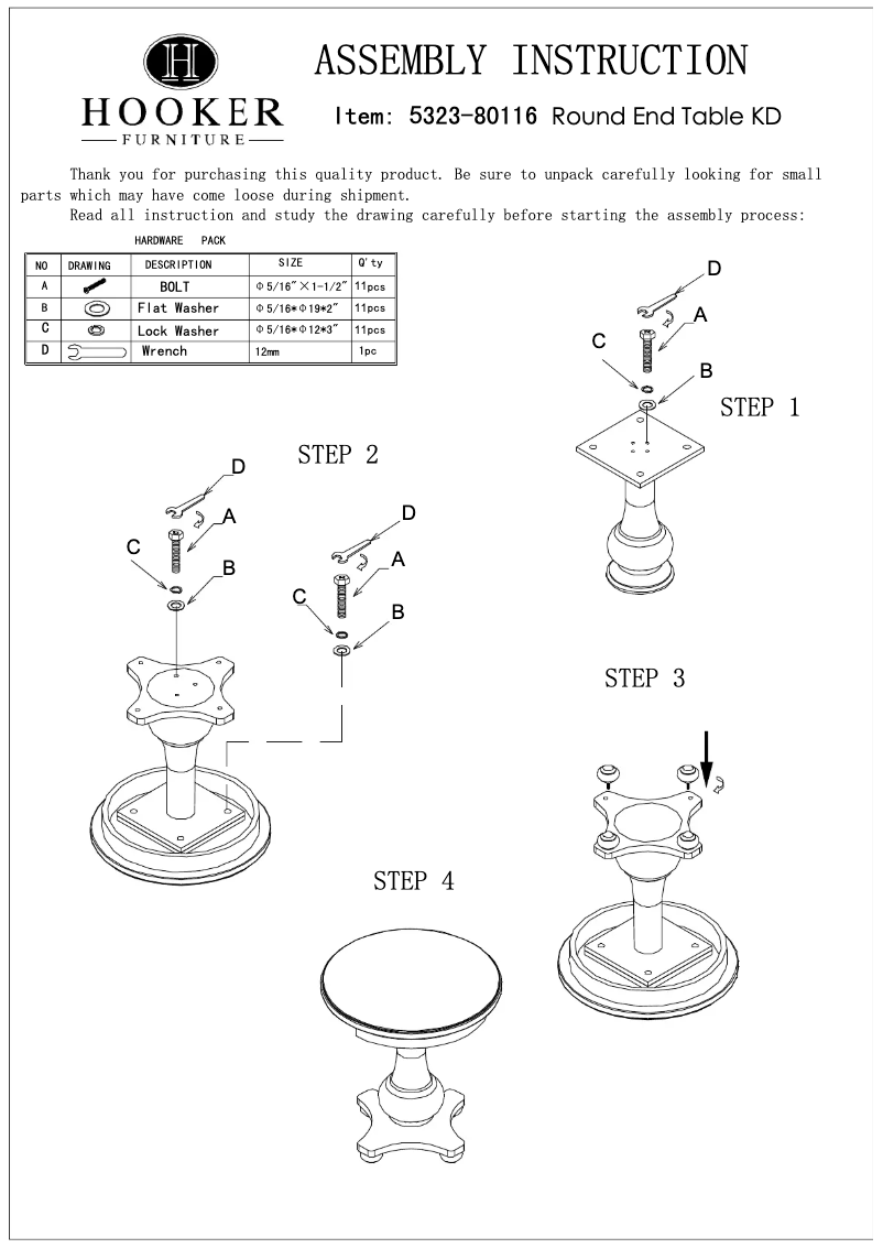 Page n°1 - Manuel utilisateur Hooker 5323-80116