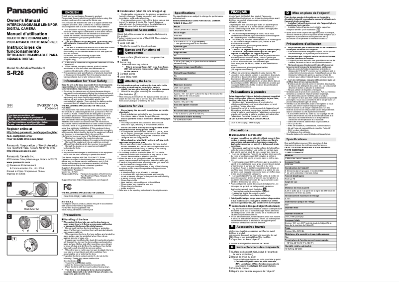 Image de la première page du manuel de l'appareil S-R26