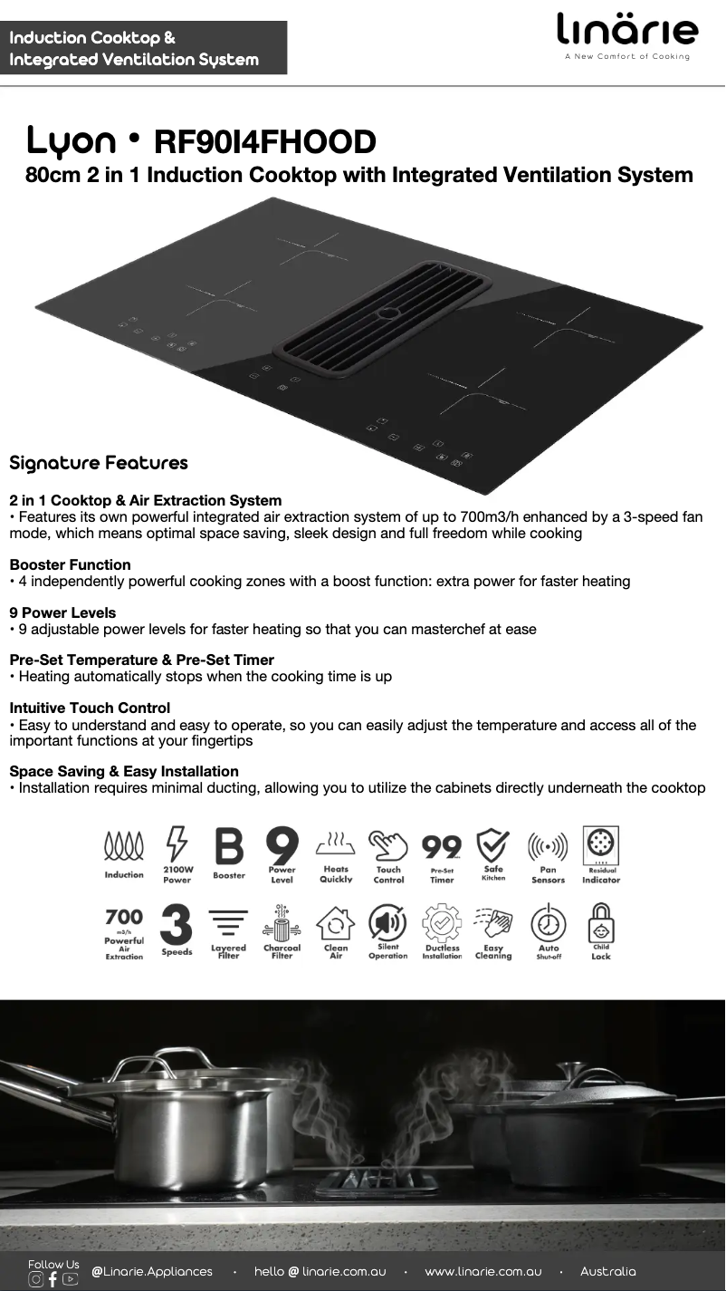 Page 1 de la notice Fiche technique Linarie Lyon RF90I4FHOOD