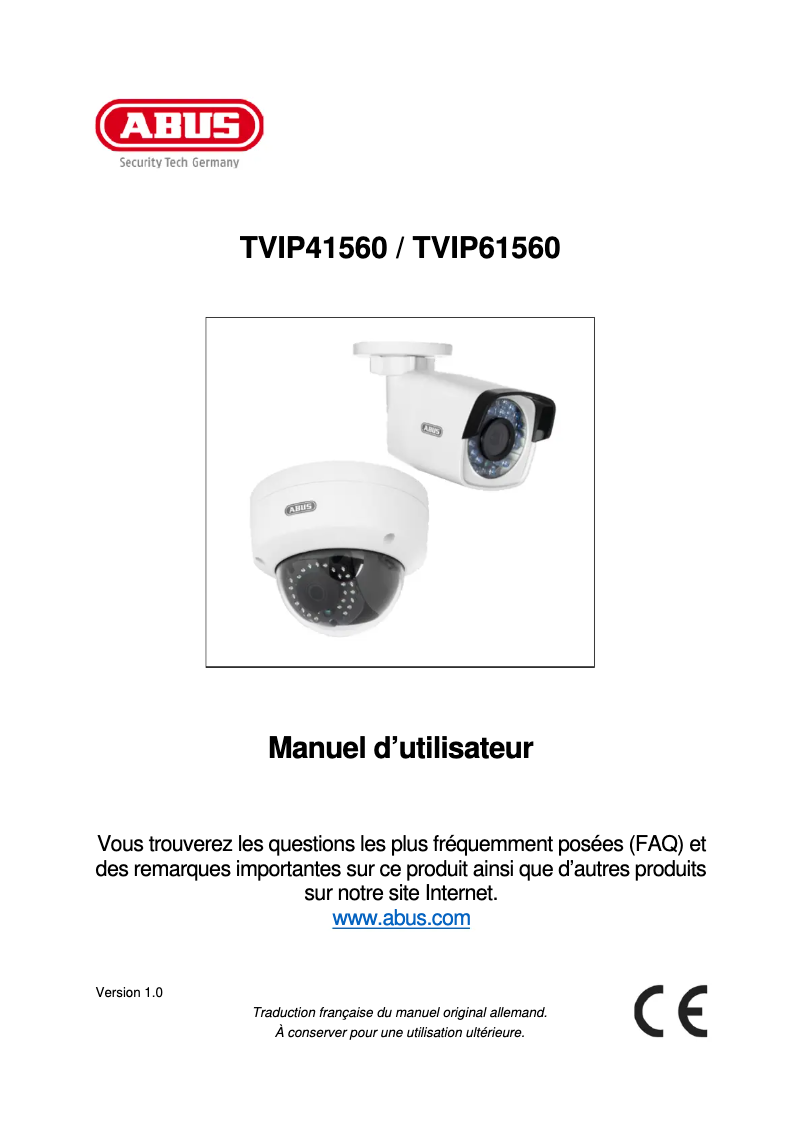 Image de la première page du manuel de l'appareil TVIP61560