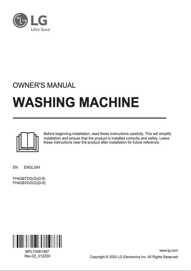 Page 1 de la notice Manuel utilisateur LG FH4G6TDG6