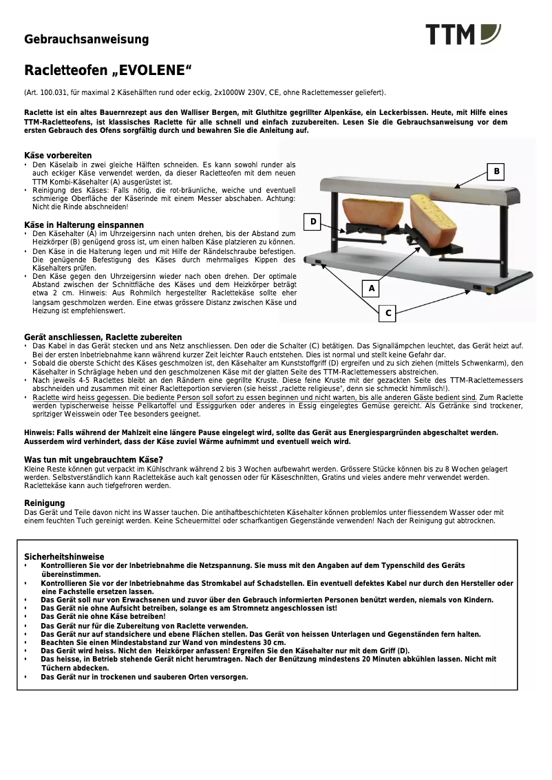 Página 1 del manual Manual de usuario TTM Evolène 100.031