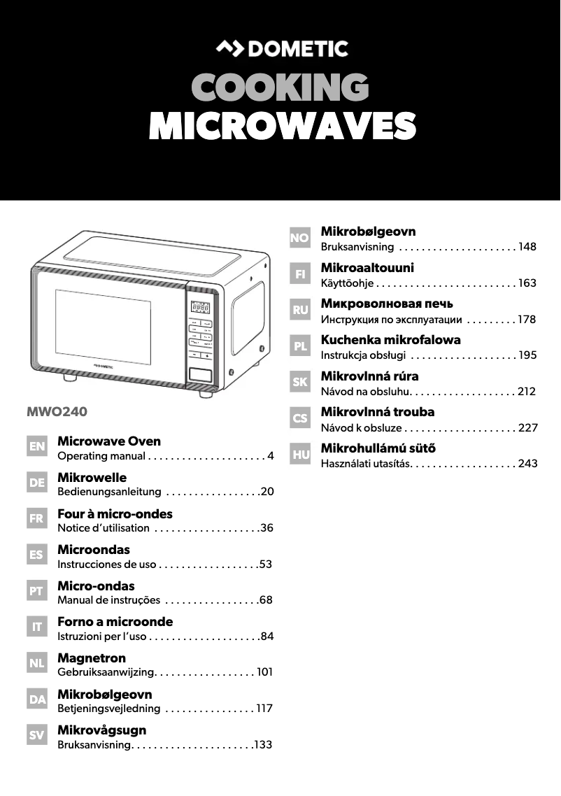 Page 1 de la notice Manuel utilisateur Dometic MWO 240
