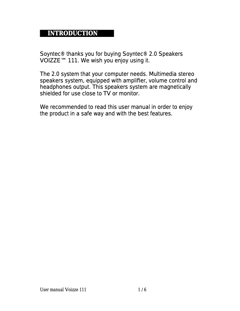 Image de la première page du manuel de l'appareil Voizze 111