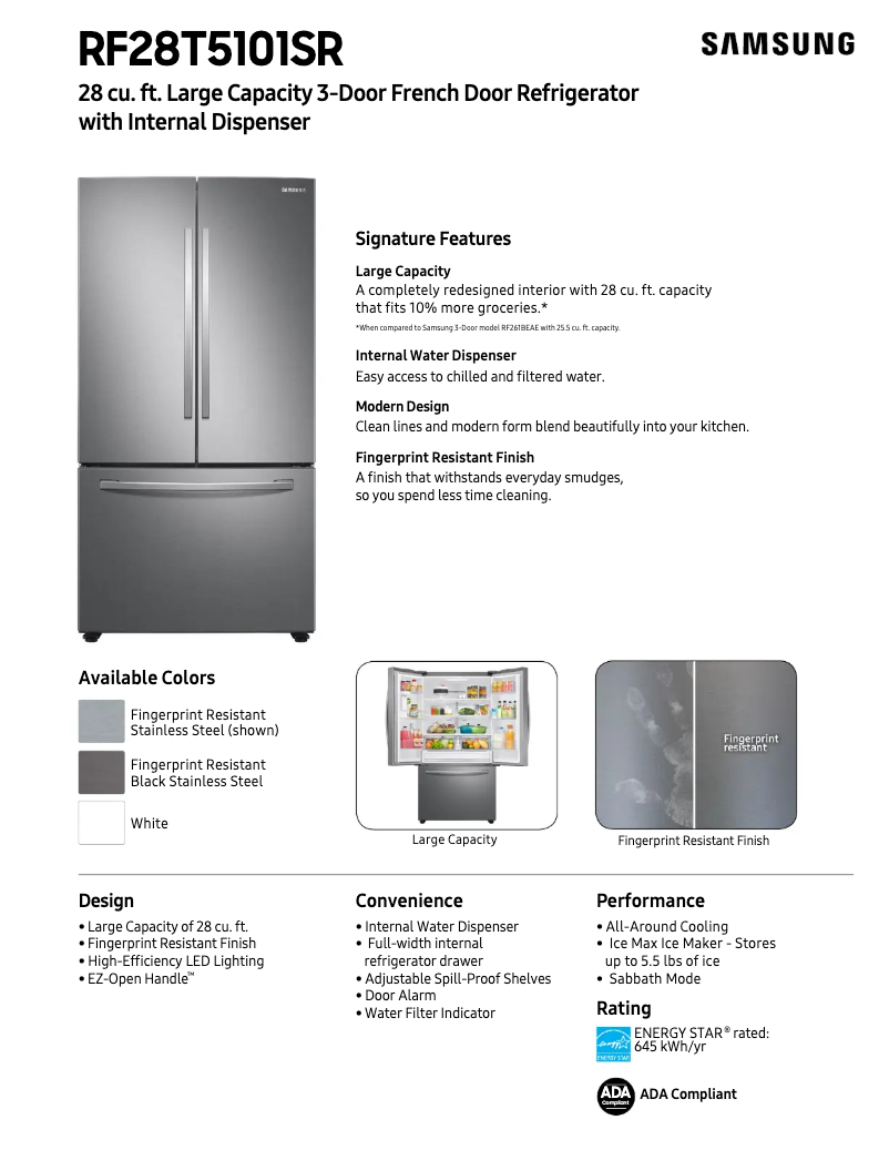 Image de la première page du manuel de l'appareil RF28T5101SR