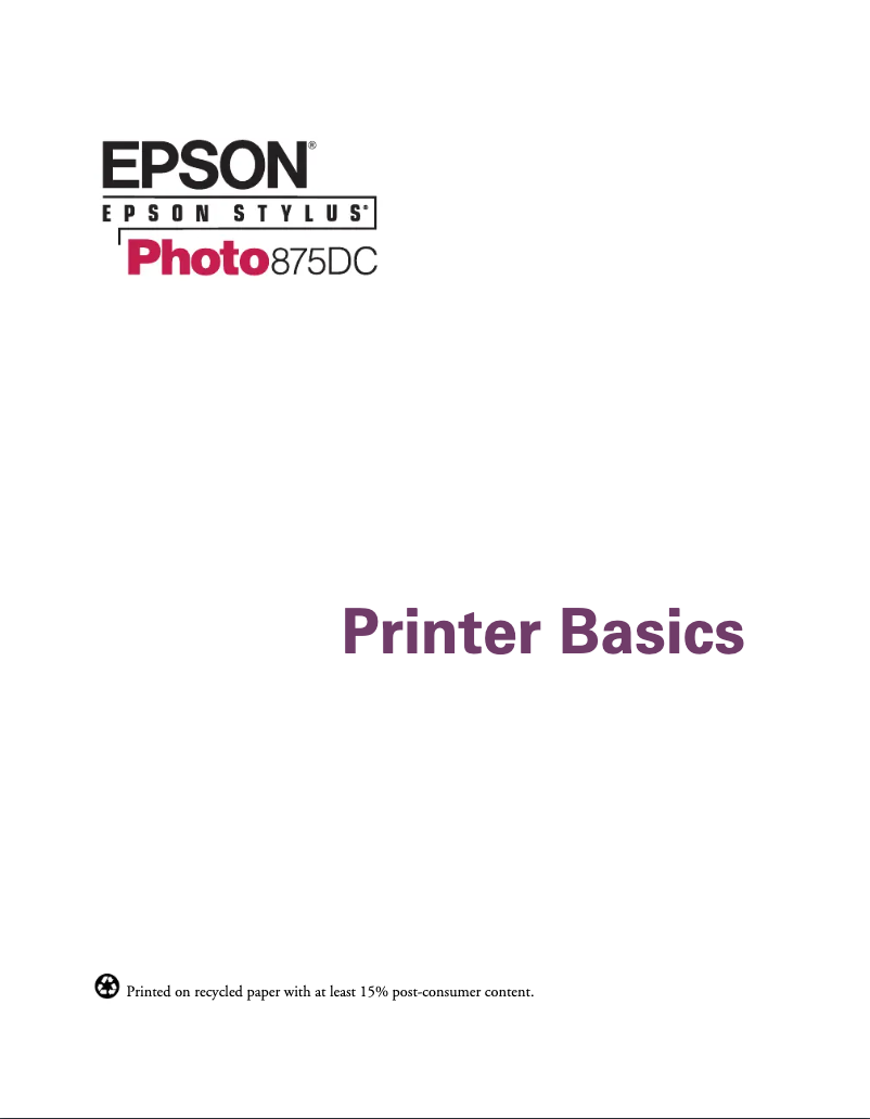 Page n°1 - Manuel utilisateur Epson Stylus Photo 875DC