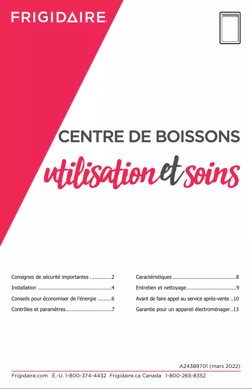 Image de la première page du manuel de l'appareil FRYB4623AS