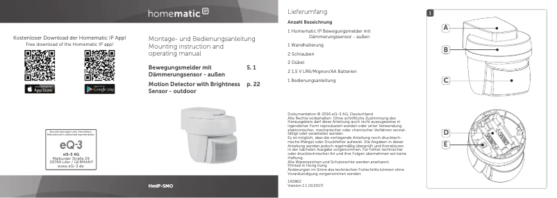 Page n°1 - Manuel utilisateur Homematic IP HmIP-SMO