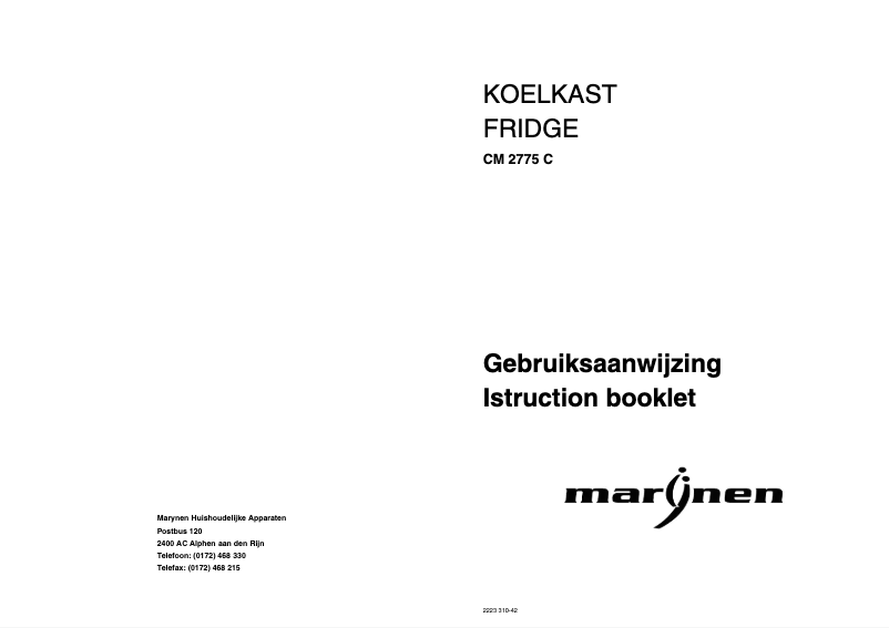 Page 1 de la notice Manuel utilisateur Marynen CM 2775 C