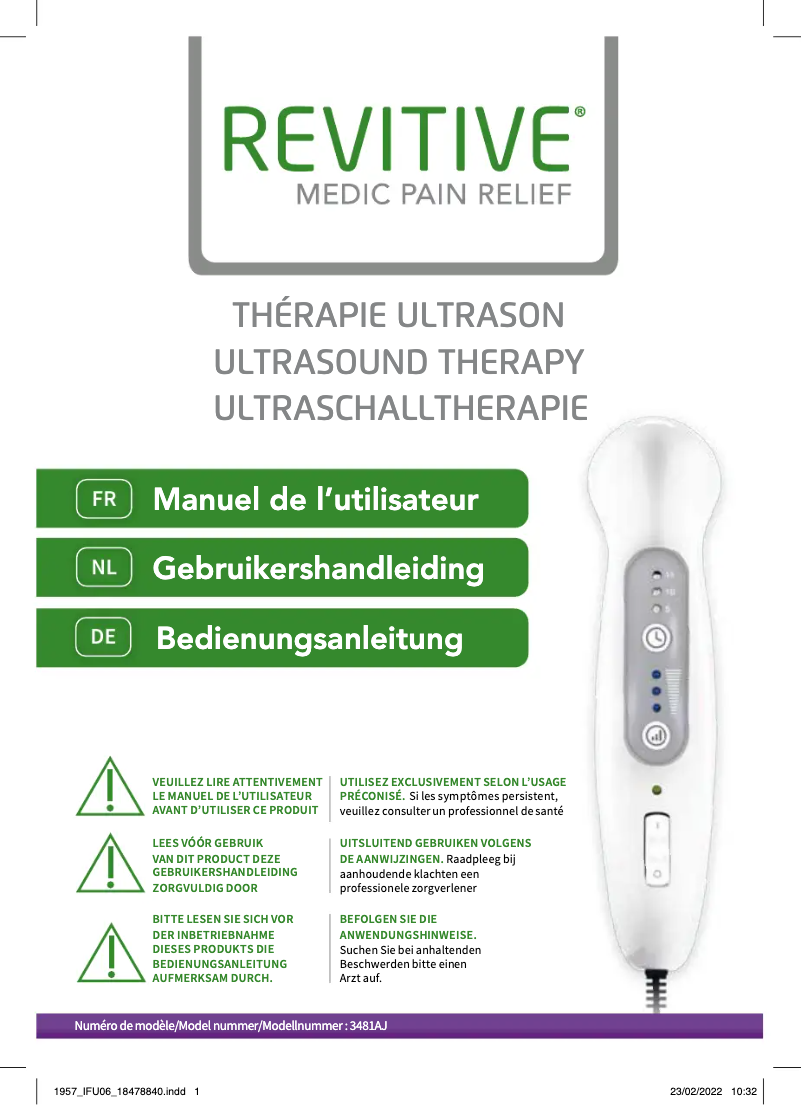 Image de la première page du manuel de l'appareil Ultrasound Therapy