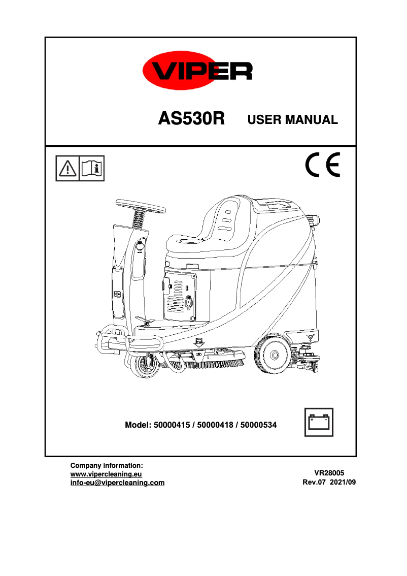 Page n°1 - Manuel utilisateur Nilfisk Viper AS530R