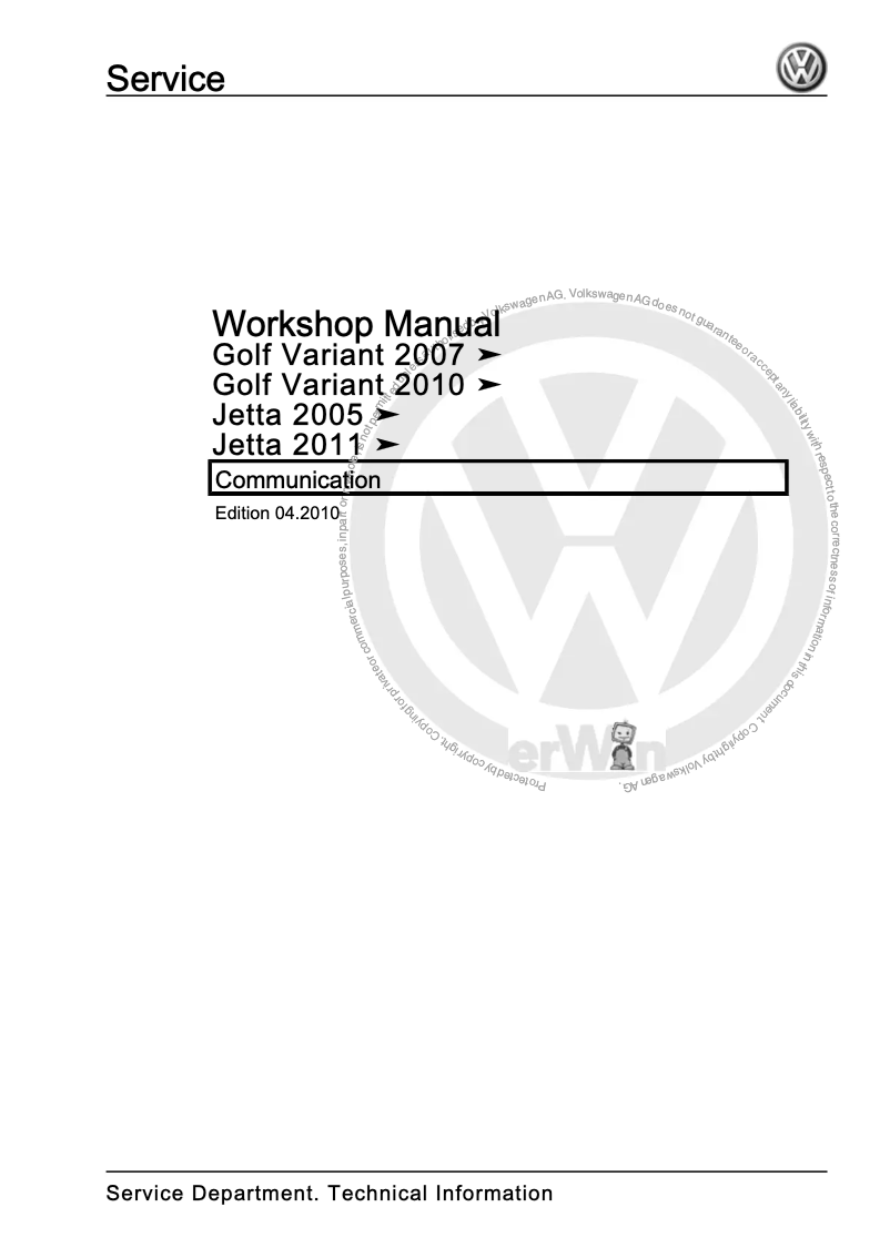 Page 1 de la notice Manuel utilisateur Volkswagen Golf Variant (2010)