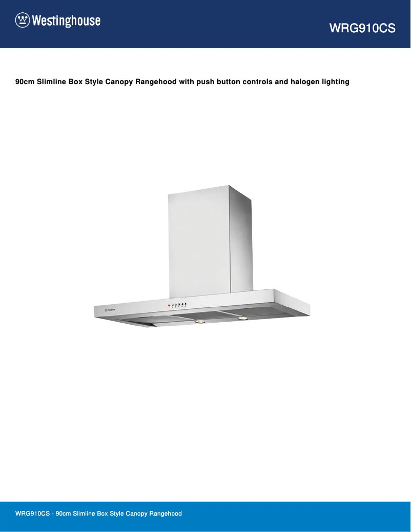 Page 1 de la notice Fiche technique Westinghouse WRG910CS