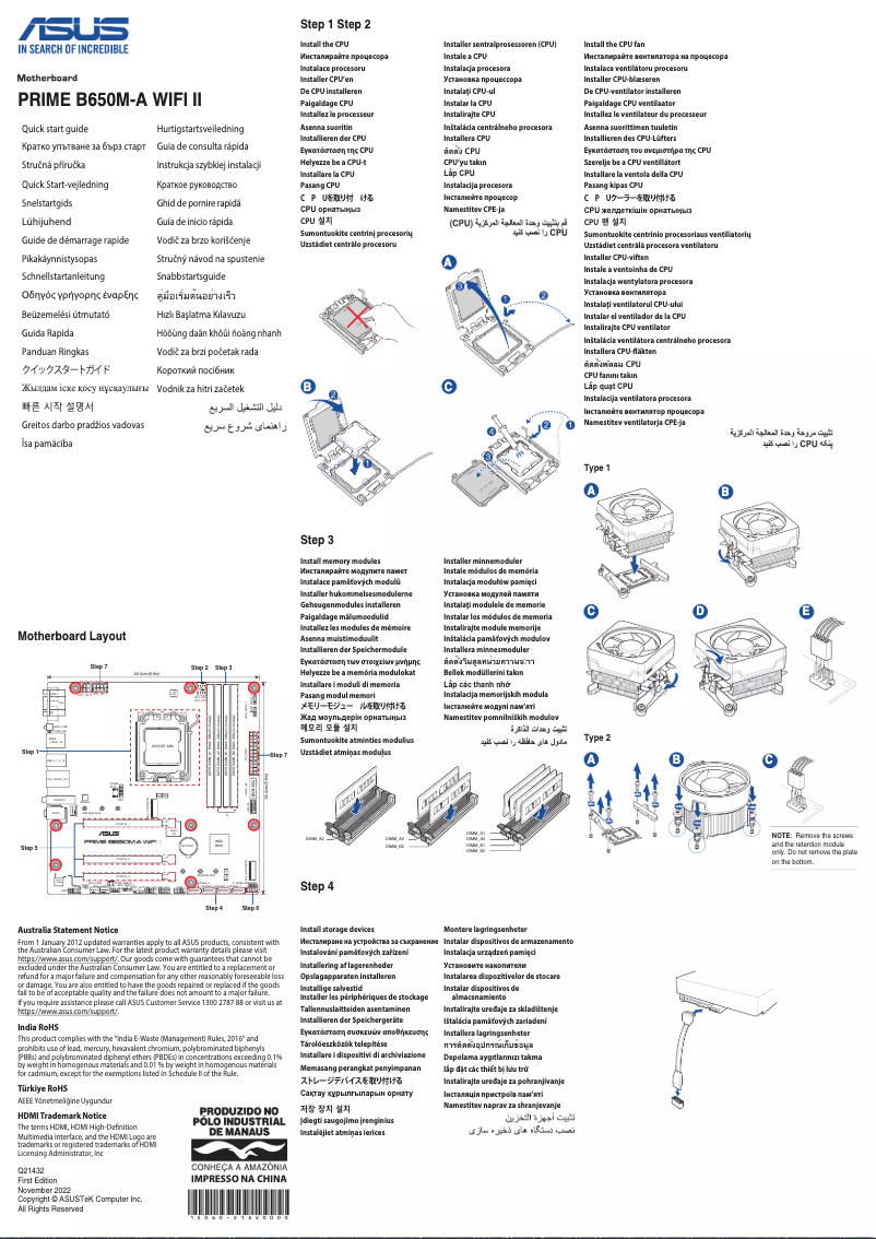Página 1 del manual Guía de inicio rápido Asus PRIME B650M-A WIFI II-CSM