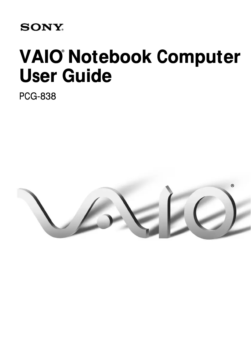 Image de la première page du manuel de l'appareil Vaio PCG-838