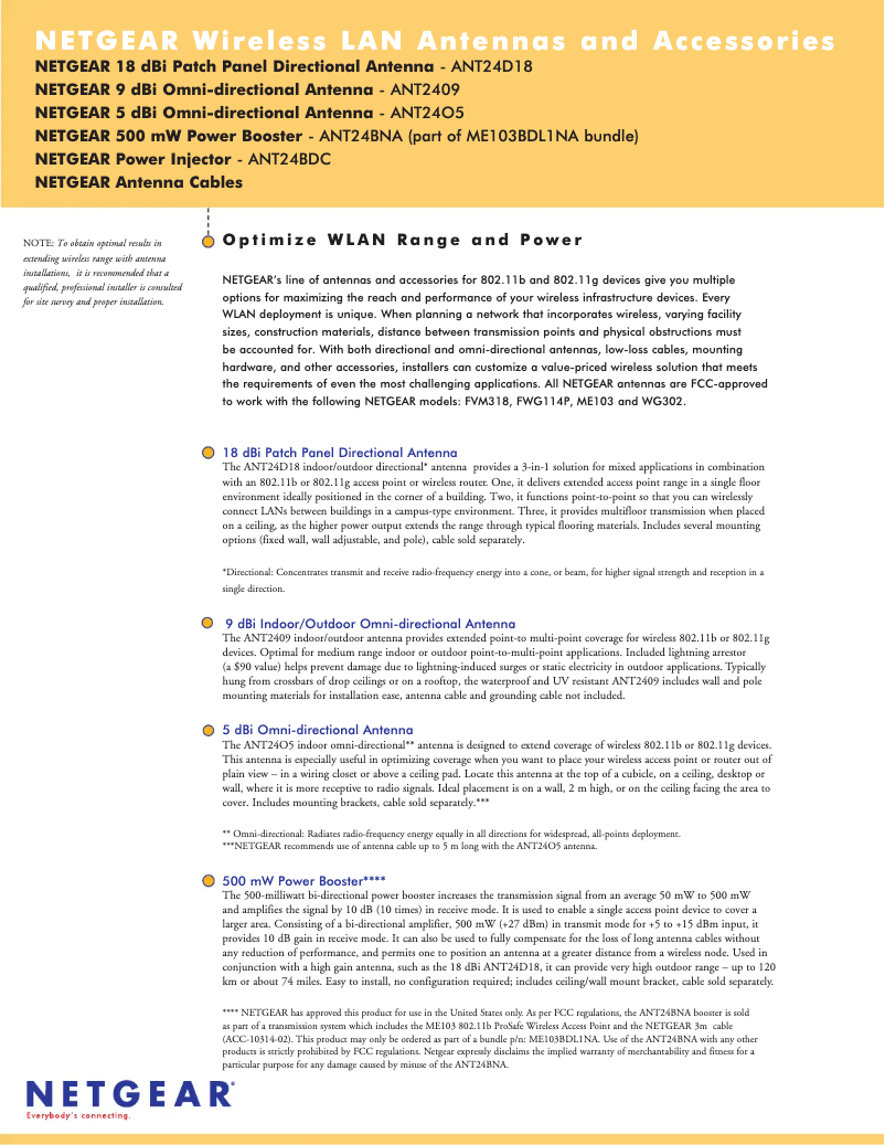 Page 1 de la notice Guide d'installation Netgear ANT24BDC