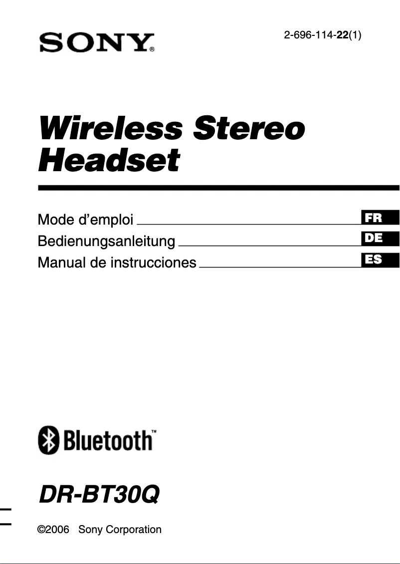 Page n°1 - Manuel utilisateur Sony DR-BT30Q