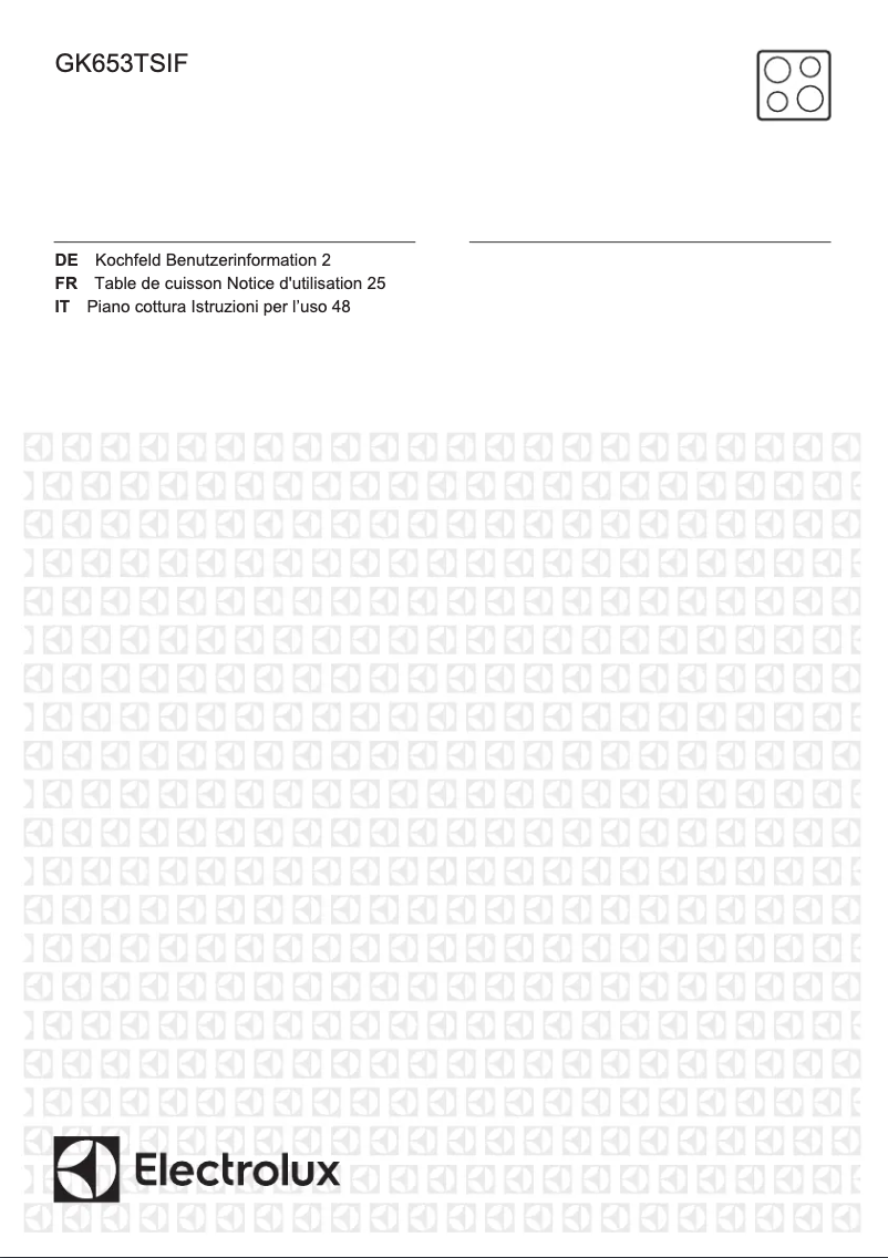 Page 1 de la notice Manuel utilisateur Electrolux GK653TSIF