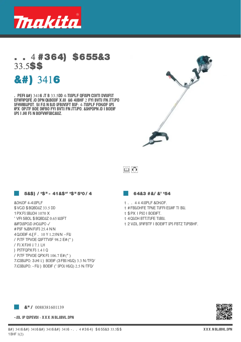 Page 1 de la notice Fiche technique Makita EBH341U