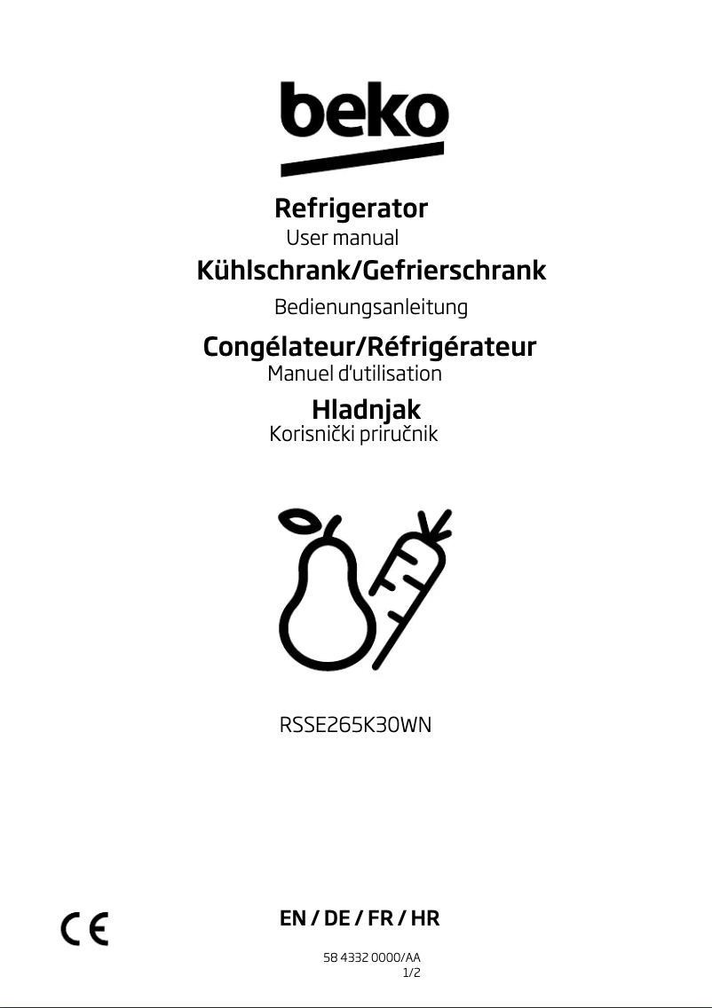 Page 1 de la notice Manuel utilisateur Beko RSSE265K30SN