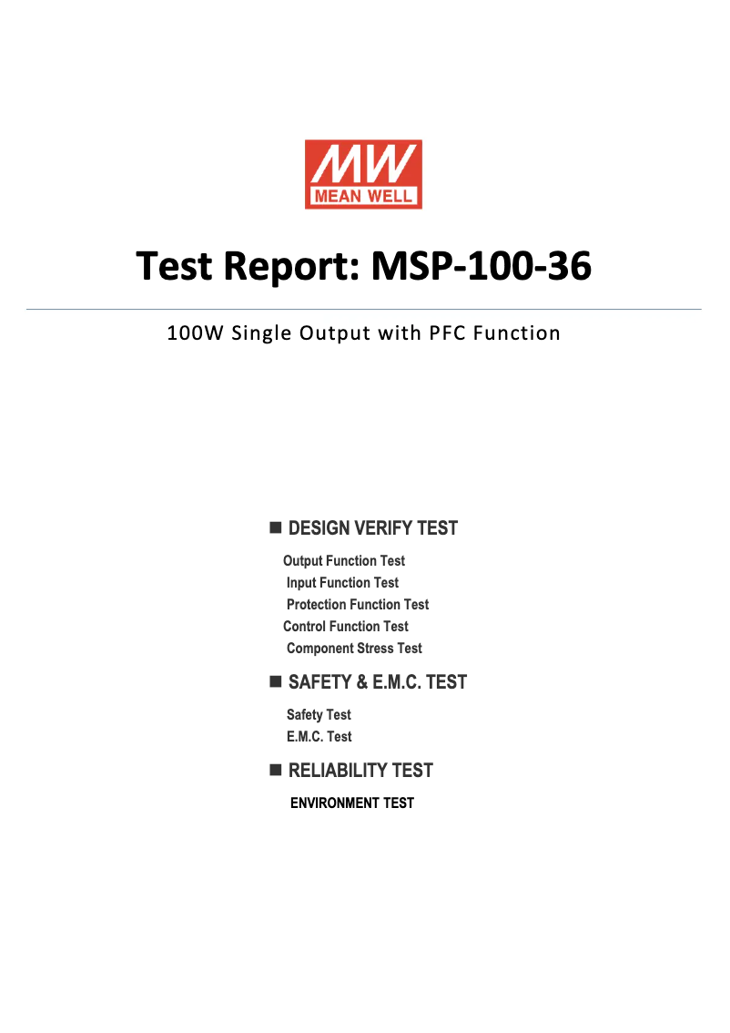 Page n°1 - Fiche technique Mean Well MSP-100-36