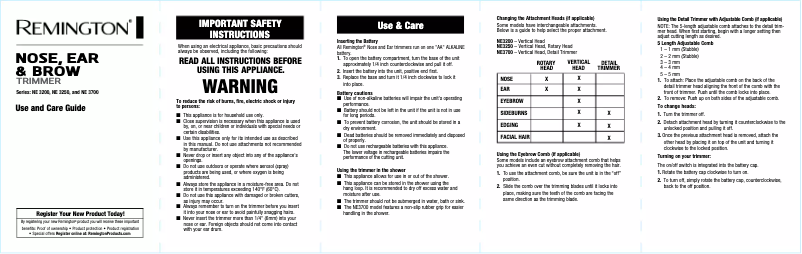 Página 1 del manual Manual de usuario Remington NE3150