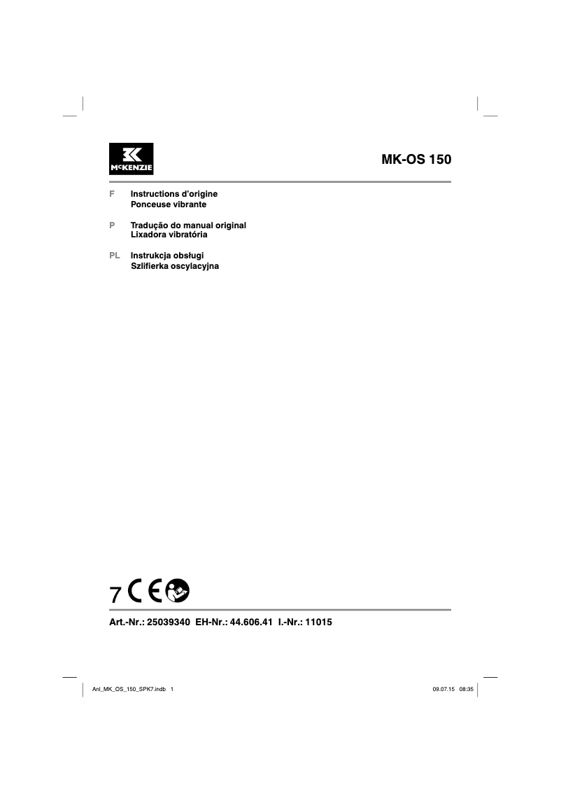 Page 1 de la notice Manuel utilisateur McKenzie MK-OS 150/1