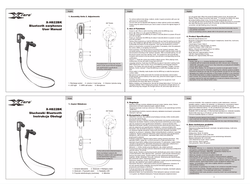 Page 1 de la notice Manuel utilisateur X-Zero X-H822BK