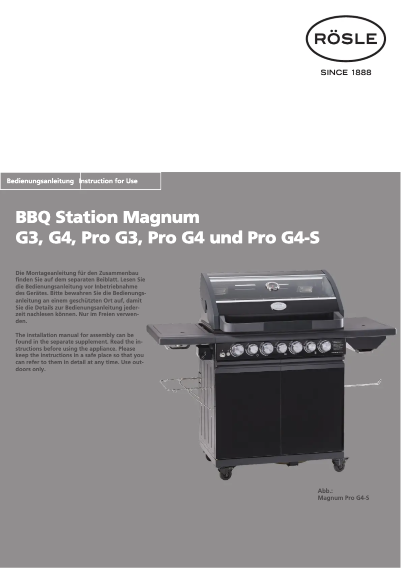 Page n°1 - Manuel utilisateur Roesle MAGNUM PRO G4-S