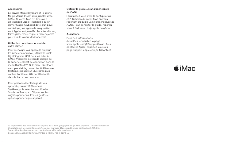 Page 1 de la notice Manuel utilisateur Apple iMac 21.5