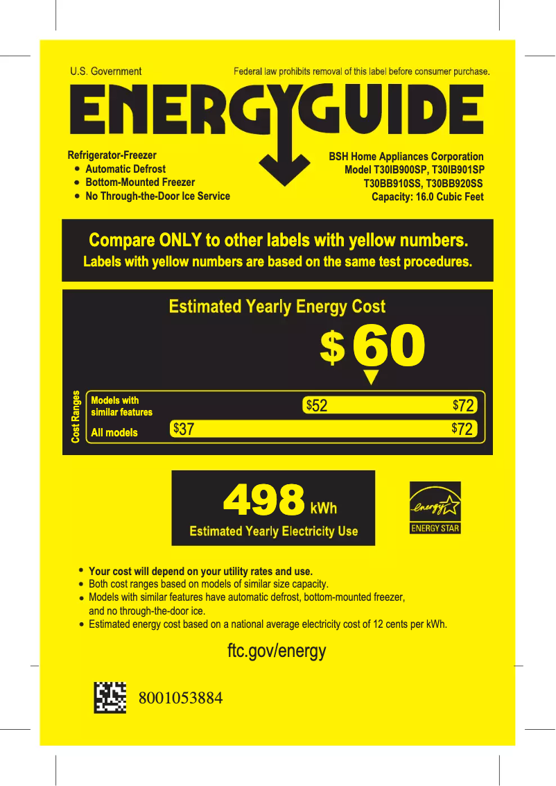 Page n°1 - Label énergétique Thermador T30IB900SP