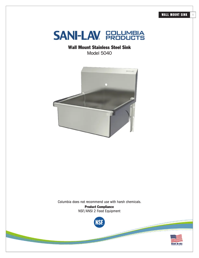 Page 1 de la notice Manuel utilisateur Sani-Lav 5040