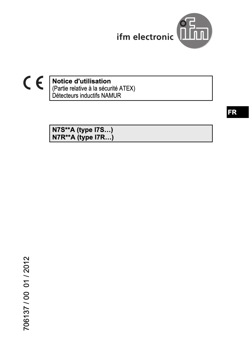 Page n°1 - Manuel utilisateur IFM N7S21A