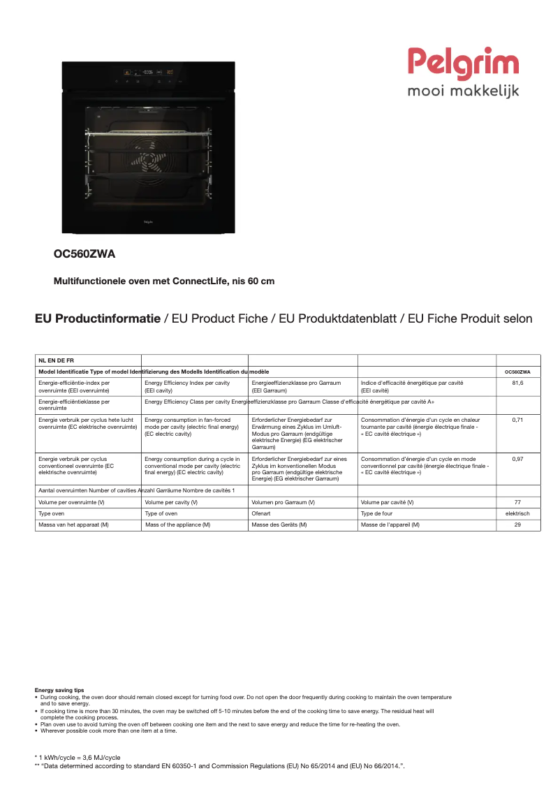 Imagen de la primera página del manual del dispositivo OC560ZWA