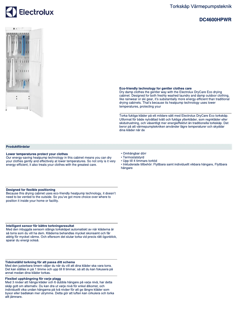 Page 1 de la notice Manuel utilisateur Electrolux DC4600HPWR