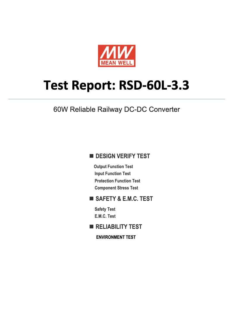 Page 1 de la notice Fiche technique Mean Well RSD-60L-3.3
