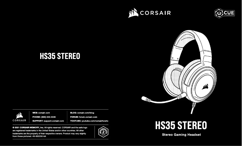 Page 1 de la notice Manuel utilisateur Corsair HS35 Stereo