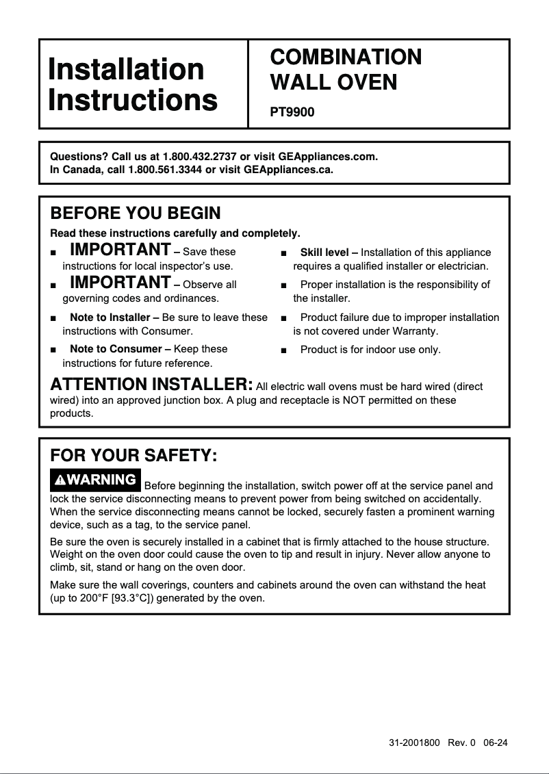 Imagen de la primera página del manual del dispositivo Profile PT9900SWSS