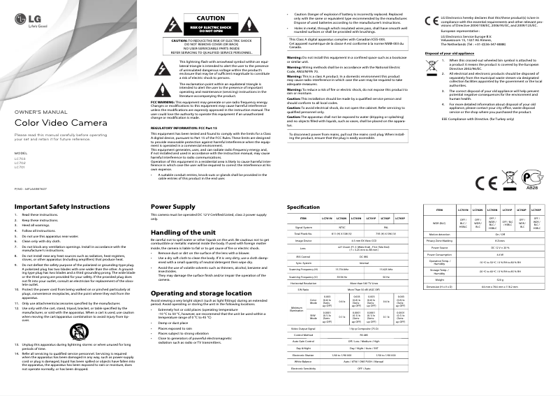 Página 1 del manual Manual de usuario LG LC703P