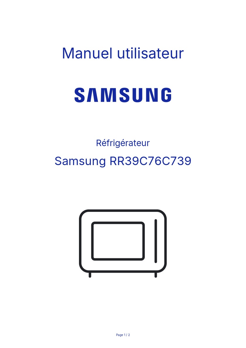 Page n°1 - Manuel utilisateur Samsung RR39C76C739