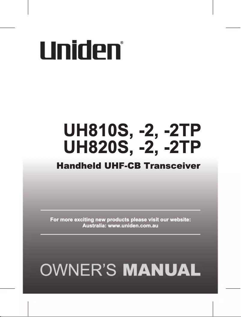 Page 1 de la notice Manuel utilisateur Uniden UH810S