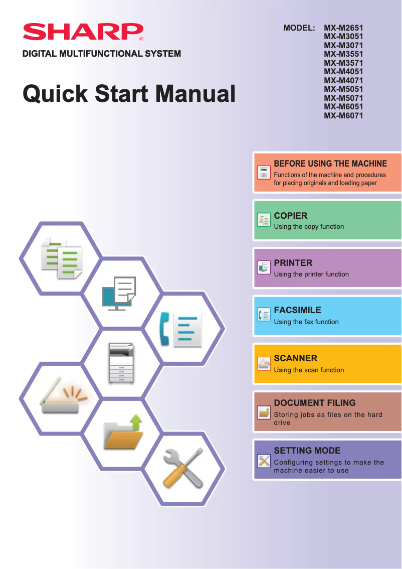 Image de la première page du manuel de l'appareil MX-M3571S