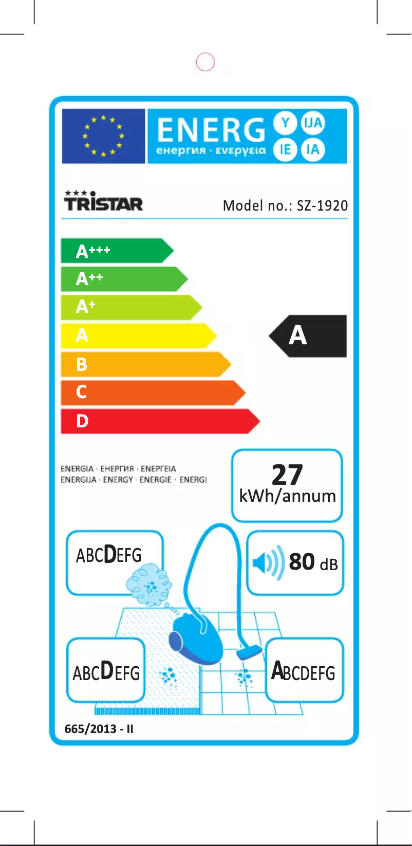 Page n°1 - Label énergétique TriStar SZ-1920