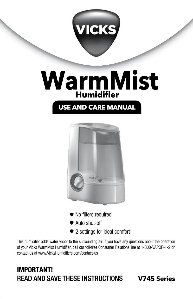 Page 1 de la notice Manuel utilisateur Vicks V745A