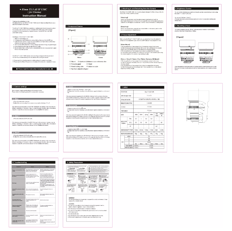 Página 1 del manual Manual de usuario Rokinon Cine CV85M-C