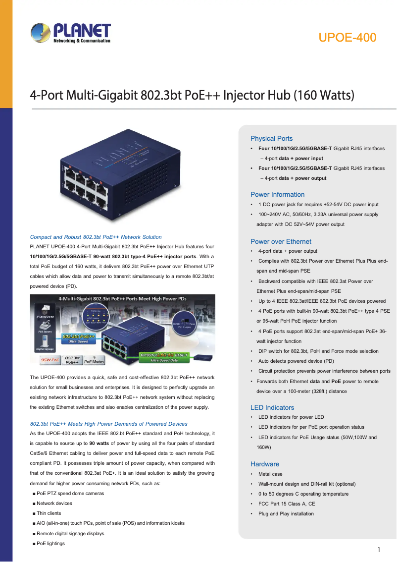 Image de la première page du manuel de l'appareil UPOE-400