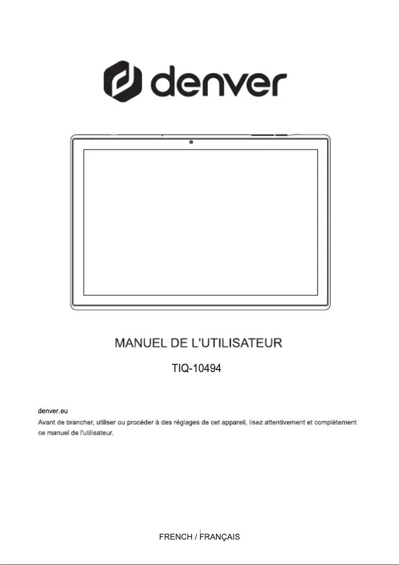 Page 1 de la notice Manuel utilisateur Denver TIQ-10494