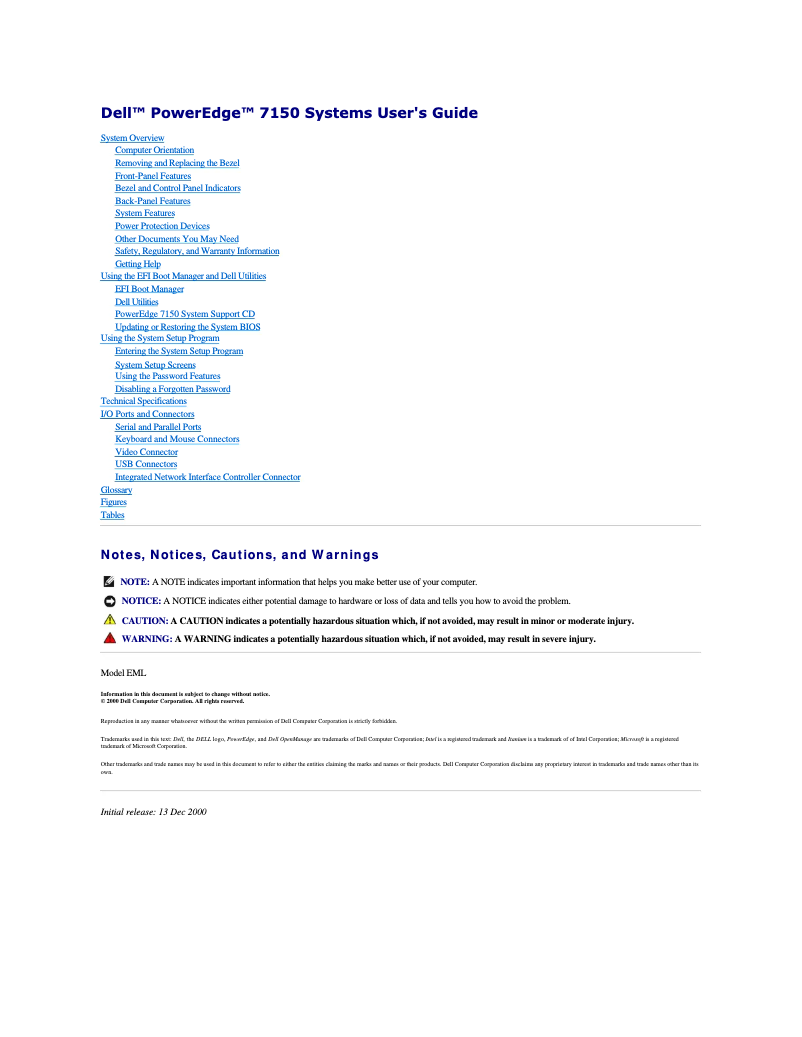 Page 1 de la notice Manuel utilisateur Dell PowerEdge 7150